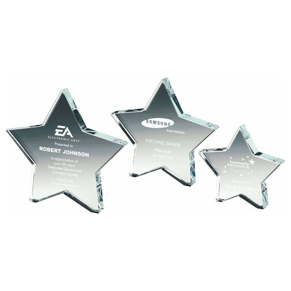 Crystal Star Award - with Presentation Case - Personalisable Engraving - Available in 3 Sizes