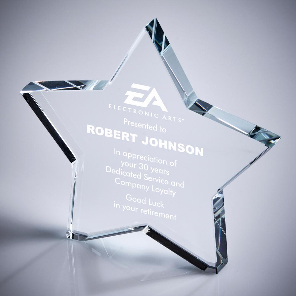 Crystal Star Award - with Presentation Case - Personalisable Engraving - Available in 3 Sizes