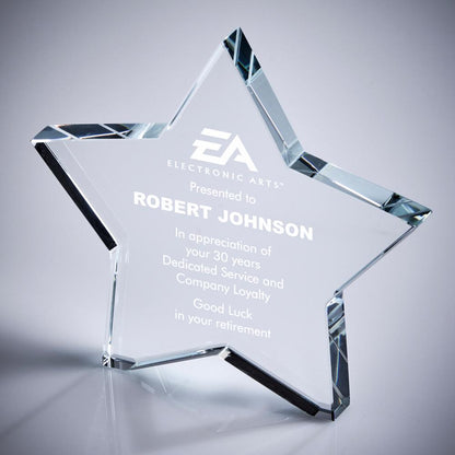 Crystal Star Award - with Presentation Case - Personalisable Engraving - Available in 3 Sizes