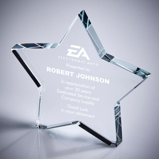 Crystal Star Award - with Presentation Case - Personalisable Engraving - Available in 3 Sizes