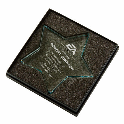 Crystal Star Award - with Presentation Case - Personalisable Engraving - Available in 3 Sizes