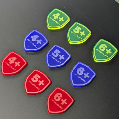 Invulnerable Save Tokens - for use with WH40K - Choice of Colours - 3mm Acrylic