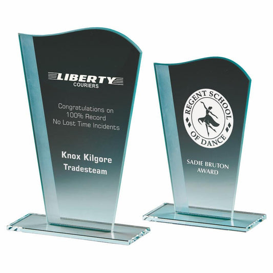 Wave Jade Glass Award - Personalisable Engraving - Available in 2 Sizes