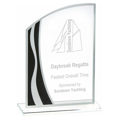 Clear Black/Silver Stripes Glass Awards - Personalisable Engraving - Available in 3 Sizes