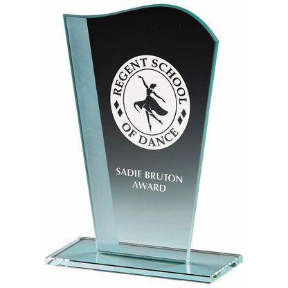 Wave Jade Glass Award - Personalisable Engraving - Available in 2 Sizes