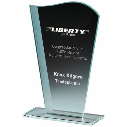 Wave Jade Glass Award - Personalisable Engraving - Available in 2 Sizes