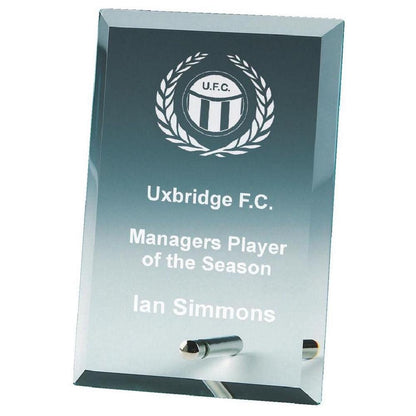Rectangle Jade Glass Award with Pin Stand - Personalisable Engraving - Available in 2 Sizes