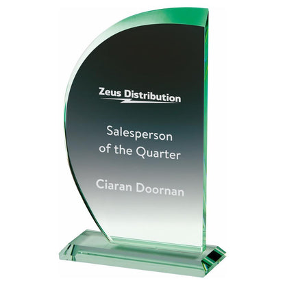 Jade Glass "Sail" Award - with Presentation Case - Personalisable Engraving - Available in 3 Sizes