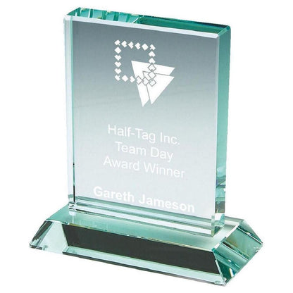 Premium Jade Glass Rectangular Stand - with Presentation Case - Personalisable Engraving - Available in 3 Sizes