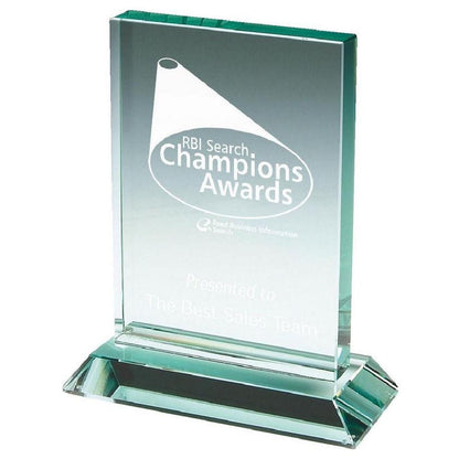 Premium Jade Glass Rectangular Stand - with Presentation Case - Personalisable Engraving - Available in 3 Sizes