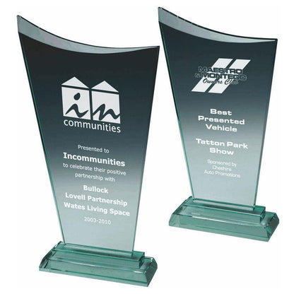 Premium Jade Glass Award - with Presentation Case - Personalisable Engraving - Available in 2 Sizes