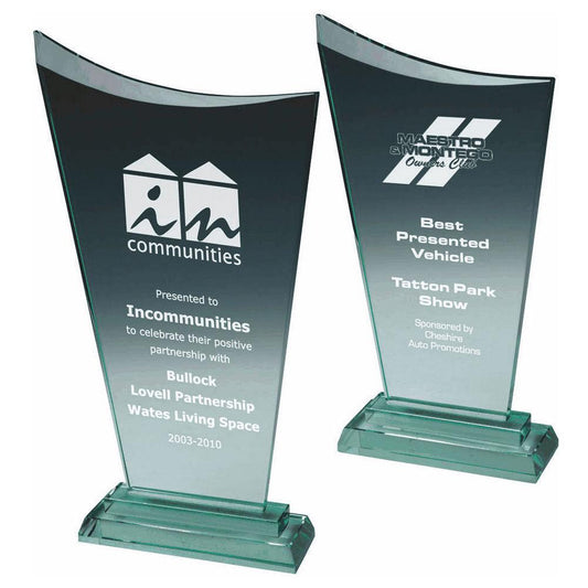 Premium Jade Glass Award - with Presentation Case - Personalisable Engraving - Available in 2 Sizes