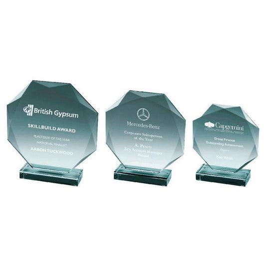 Premium Octagonal Jade Glass Stand - with Presentation Case - Personalisable Engraving - Available in 3 Sizes