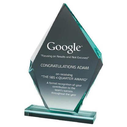 Premium Jade Glass Iceberg Stand - with Presentation Case - Personalisable Engraving - Available in 3 Sizes