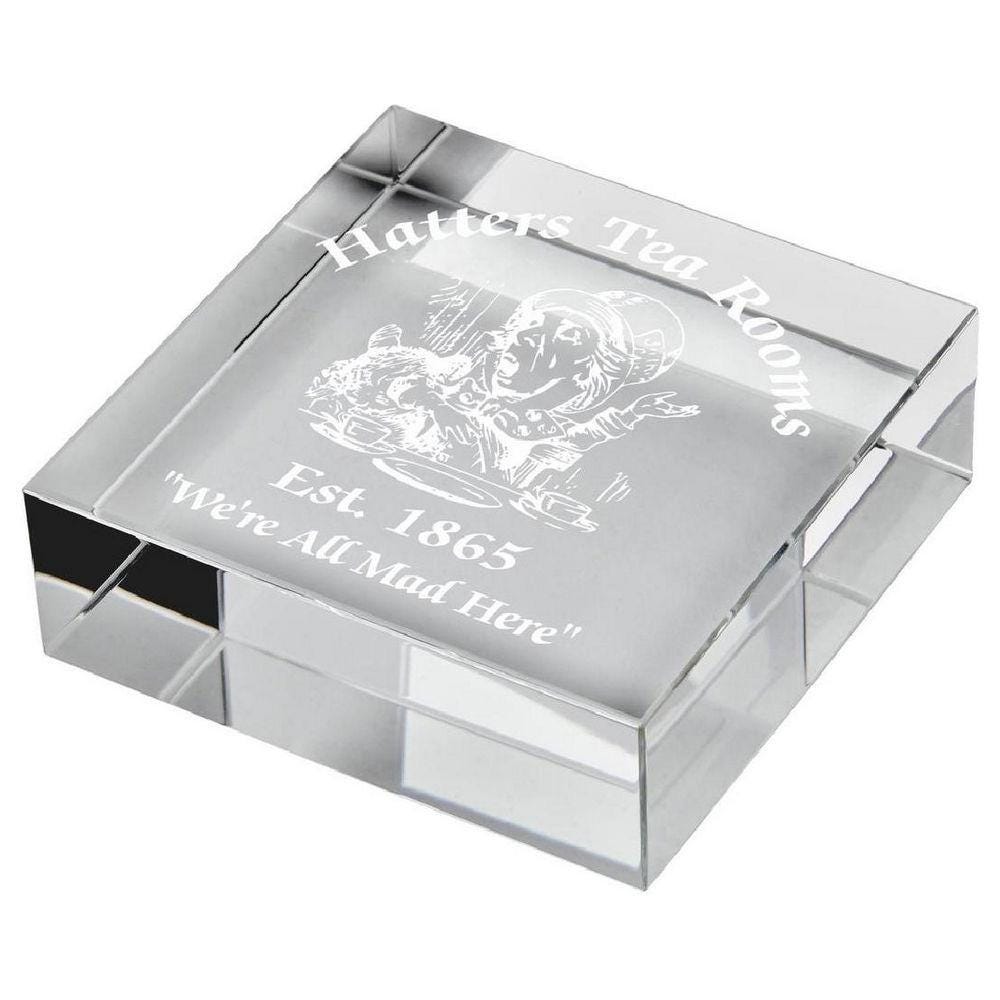 Clear Glass Square Mini Award - with Presentation Case - Personalisable Engraving