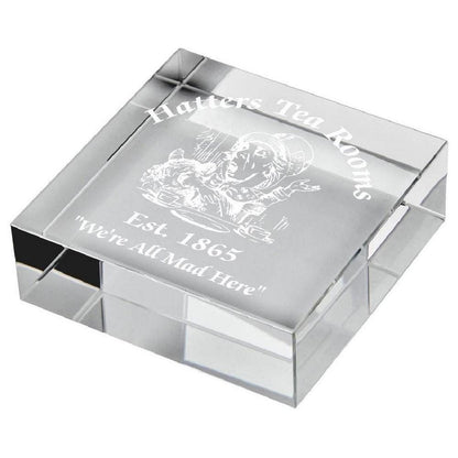 Clear Glass Square Mini Award - with Presentation Case - Personalisable Engraving
