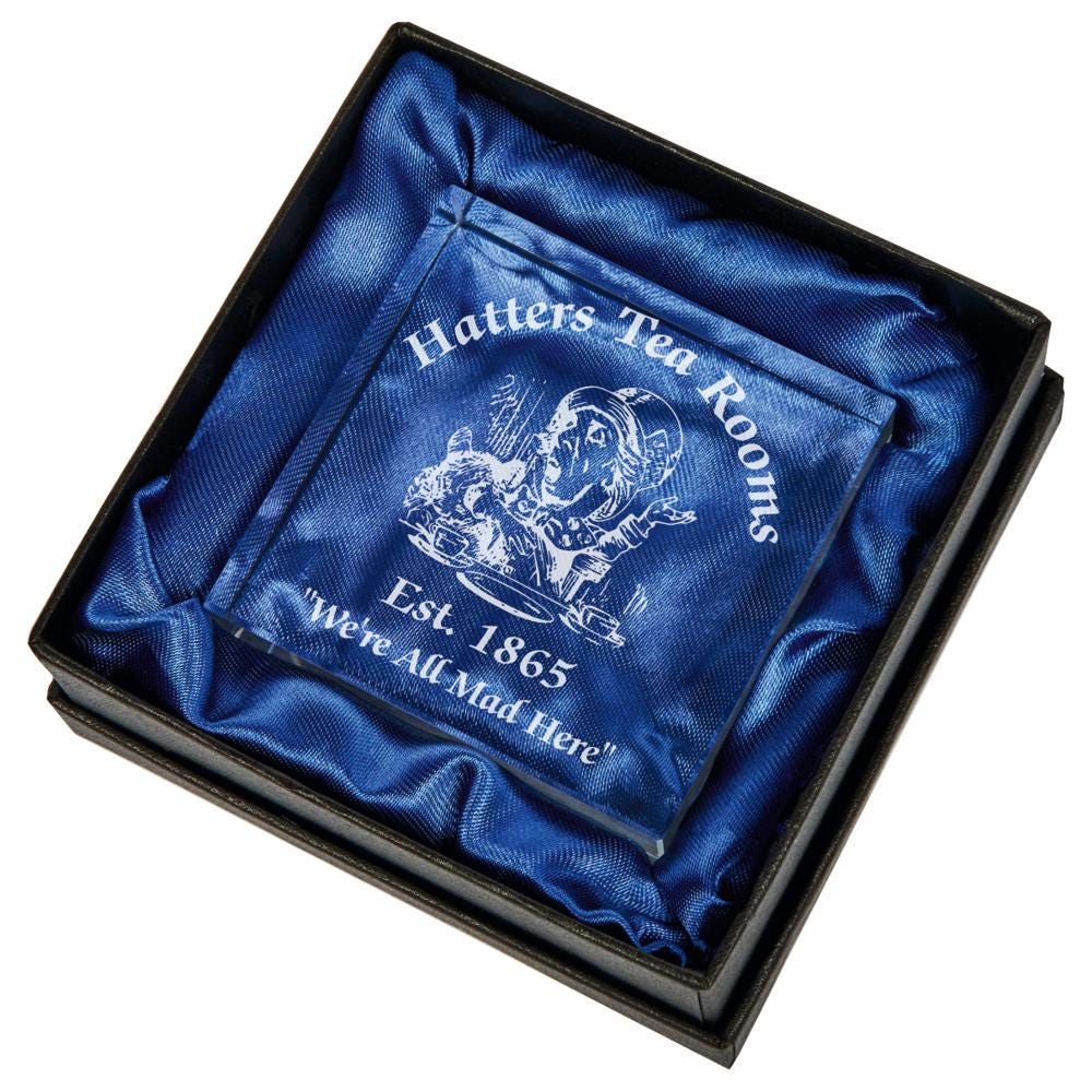 Clear Glass Square Mini Award - with Presentation Case - Personalisable Engraving