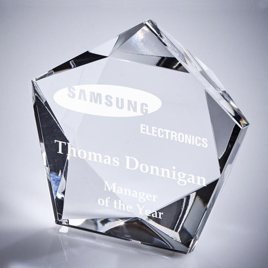 Star-Shaped Crystal Stand (In Presentation Case) - Personalisable Engraving - Available in 3 Sizes