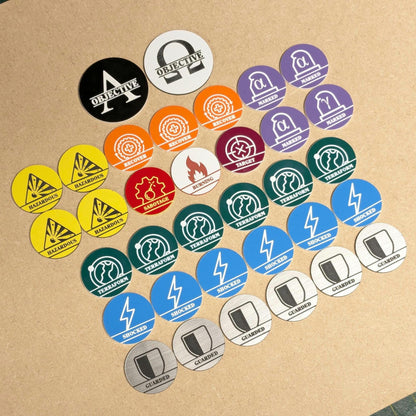 WH40K Mission Tokens Set with Case: Primary & Secondary Objective Markers