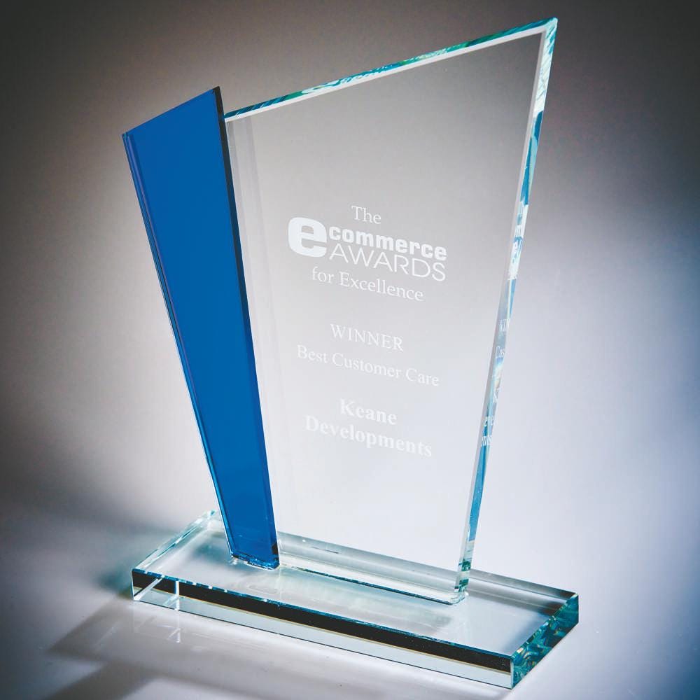 Clear/Blue Glass Stand (In Presentation Case) - Available in 2 Sizes