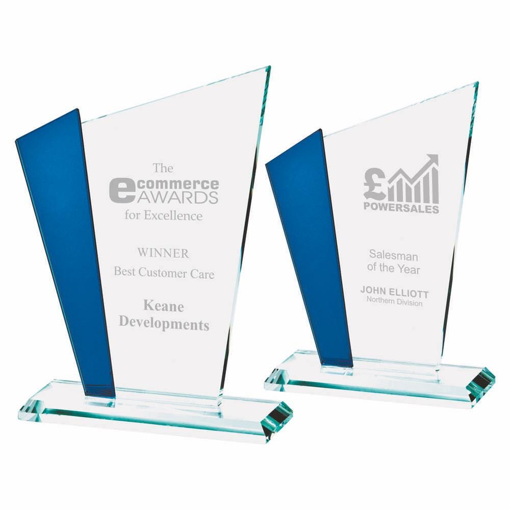 Clear/Blue Glass Stand (In Presentation Case) - Available in 2 Sizes