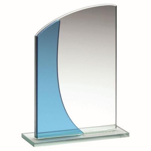 Jade/Blue Glass Rectangle Plaque With Curved Top (4mm Thick) - Personalisable Engraving