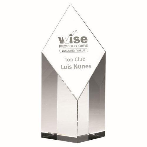 Clear Glass Diamond Column - Personalisable Engraving