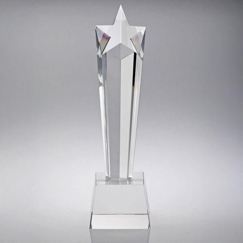 Clear Glass Star Column On Base - Personalisable Engraving