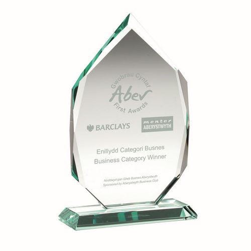 Jade Glass Diamond Plaque On Base (15mm Thick) - Personalisable Engraving