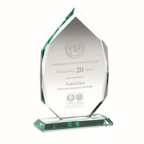 Jade Glass Diamond In Quality Wood Box (19mm Thick) - Personalisable Engraving