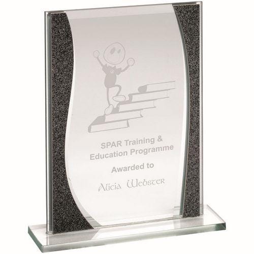Jade Glass Rectangle Plaque With Silver Highlights (4mm Thick) - Personalisable Engraving