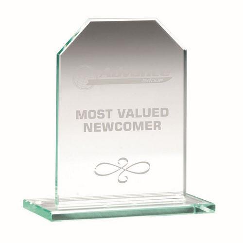 Jade Glass Chamfered Rectangle Plaque (6mm Thickness) - Personalisable Engraving