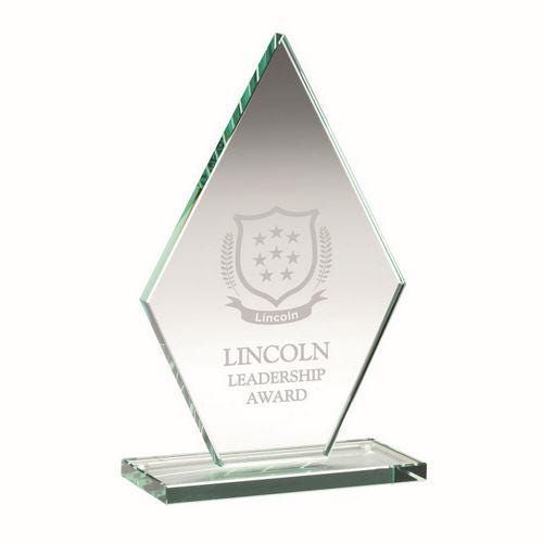 Jade Glass Tall Diamond Plaque (10mm Thick) - Personalisable Engraving