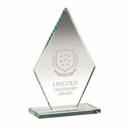 Jade Glass Tall Diamond Plaque (10mm Thick) - Personalisable Engraving