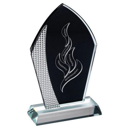 Black Backed Clear Glass Arrowhead With Silver Detail - Personalisable Engraving