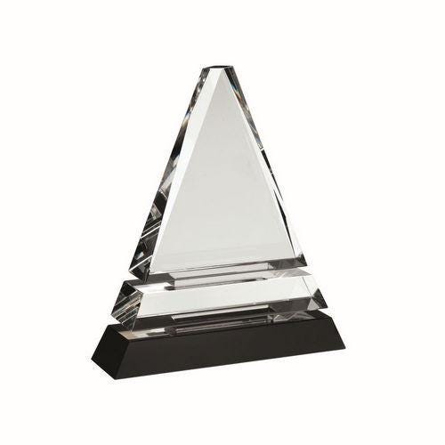 Clear Glass Pyramid On Black Base - Personalisable Engraving