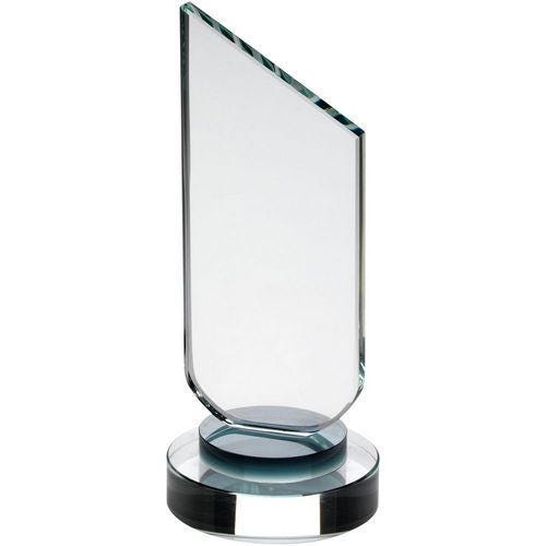 Clear Glass Plaque With Black Neck And Round Base - Personalisable Engraving