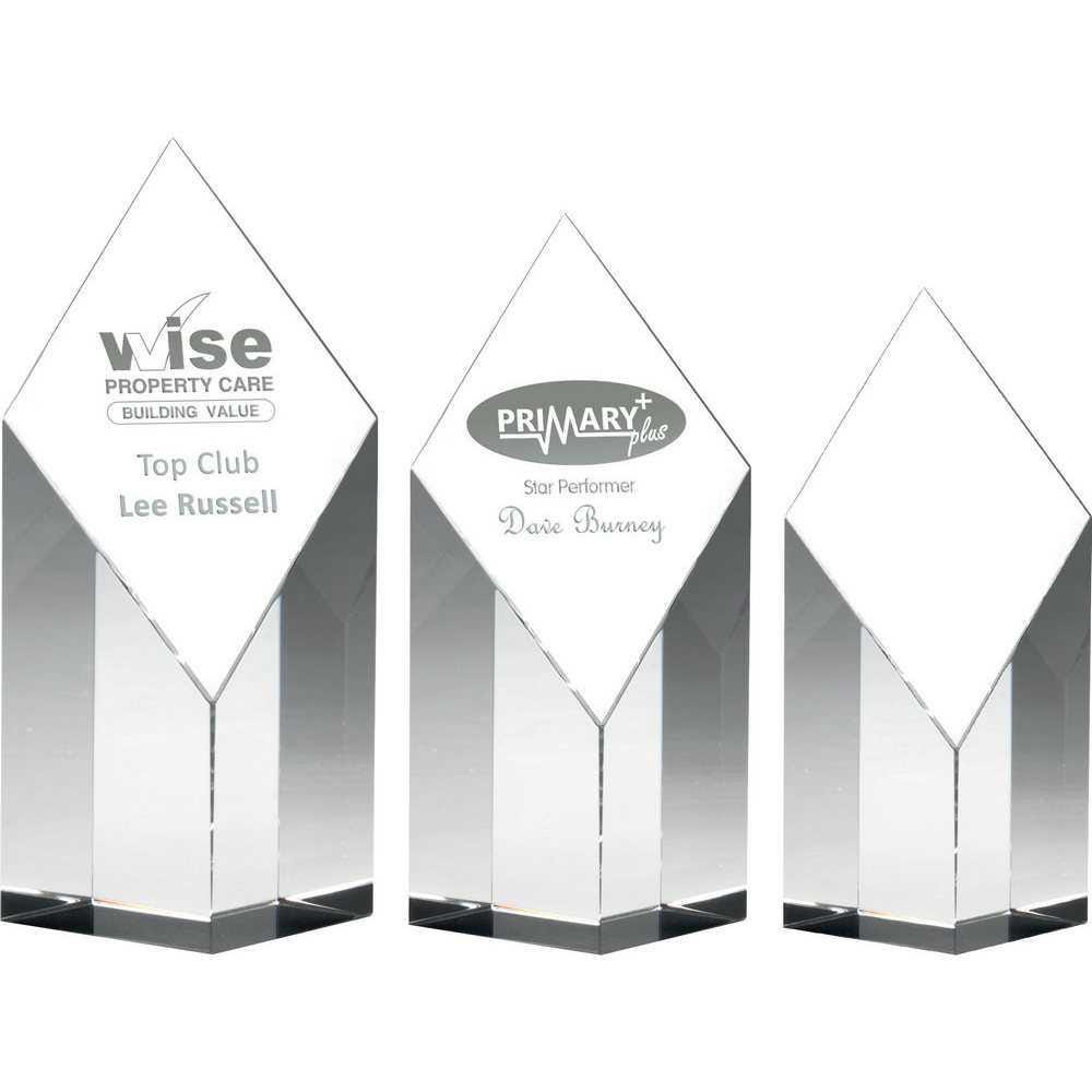 Clear Glass Diamond Column - Personalisable Engraving