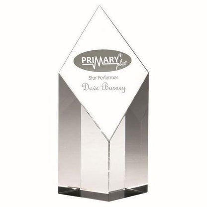 Clear Glass Diamond Column - Personalisable Engraving
