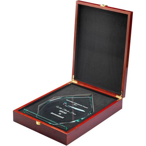 Jade Glass Diamond In Quality Wood Box (19mm Thick) - Personalisable Engraving