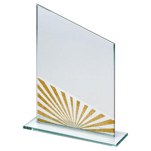 Jade Glass Angled Plaque With Gold/Silver Glitter Detail (5mm Thick) - Personalisable Engraving