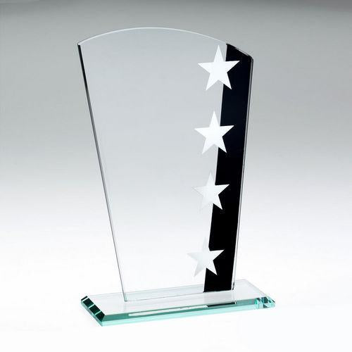 Jade Glass Shield With Silver/Black Star Design (4mm Thick) - Personalisable Engraving