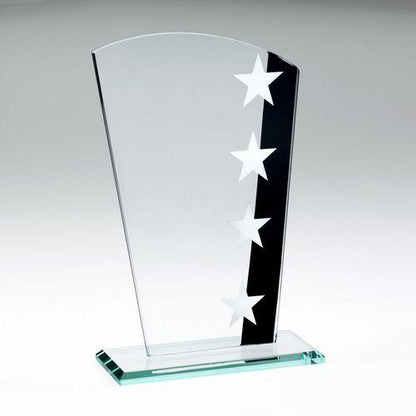 Jade Glass Shield With Silver/Black Star Design (4mm Thick) - Personalisable Engraving