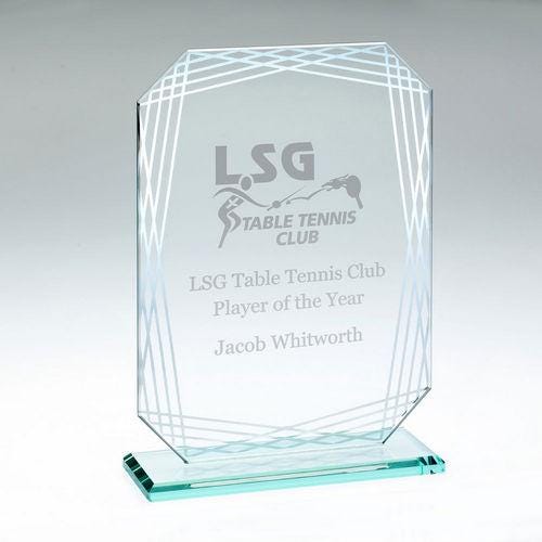Jade Glass Rectangle + Silver Lined Edges (4mm Thick)  - Personalisable Engraving