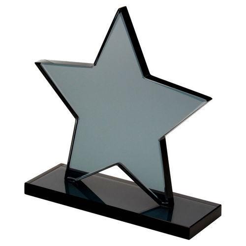 Smoked Black Glass Star Plaque (10mm Thick) - Personalisable Engraving
