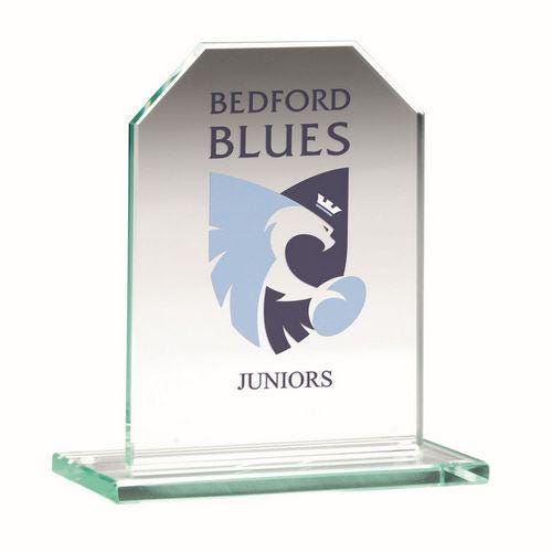 Jade Glass Chamfered Rectangle Plaque (6mm Thickness) - Personalisable Engraving