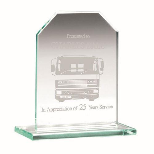Jade Glass Chamfered Rectangle Plaque (6mm Thickness) - Personalisable Engraving