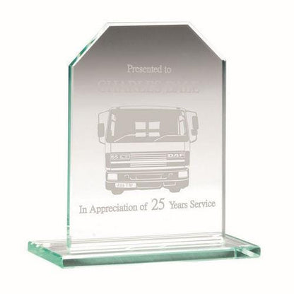 Jade Glass Chamfered Rectangle Plaque (6mm Thickness) - Personalisable Engraving