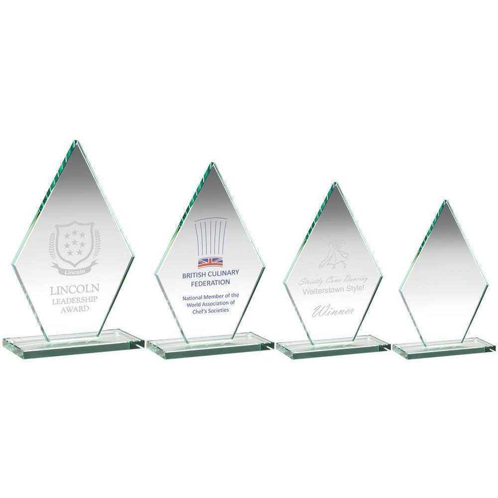 Jade Glass Tall Diamond Plaque (10mm Thick) - Personalisable Engraving