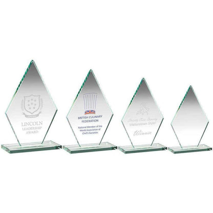 Jade Glass Tall Diamond Plaque (10mm Thick) - Personalisable Engraving